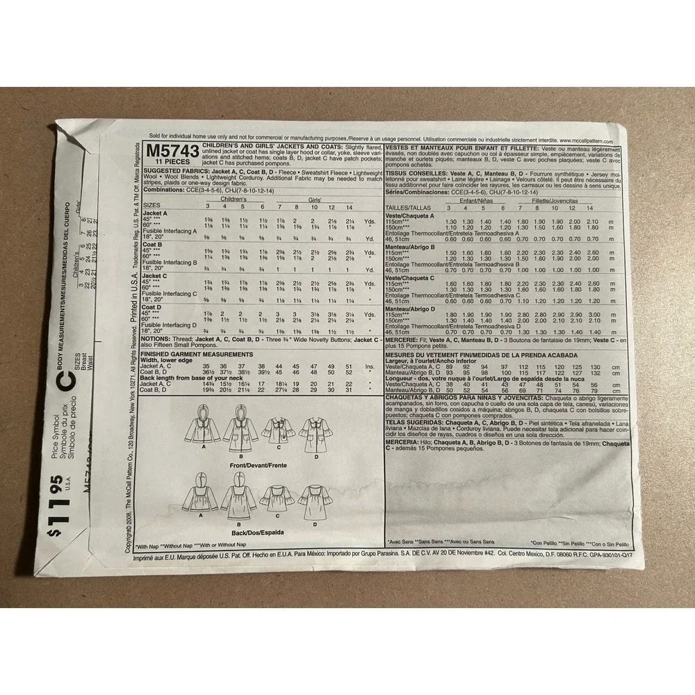 McCalls mccall m5743